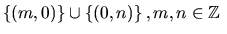 $\left\{{(m,0)}\right\}\cup
\left\{{(0,n)}\right\}, m,n\in\mbox{$\Bbb Z$ }$