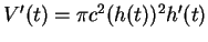 $V'(t) = \pi c^2 (h(t))^2 h'(t)$